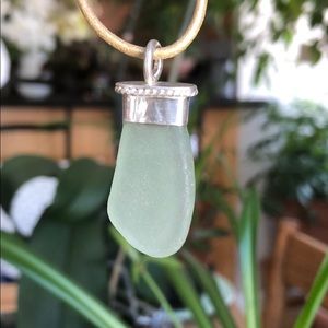 Handcrafted silver capped fire island sea glass